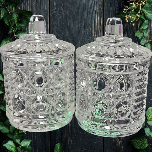 Vtg Indiana Glass Royal Brighton Jam & Sugar Set Beehive Free Emerald Spoon Read - Picture 11 of 12